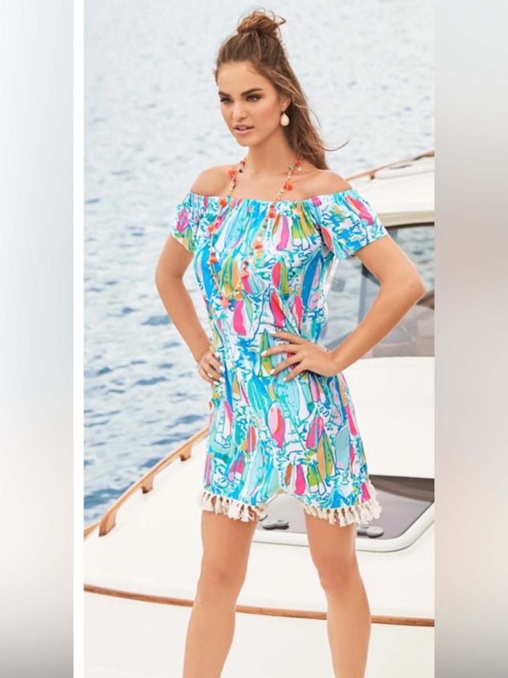 Lilly Pulitzer Off the Shoulder Marble Dress